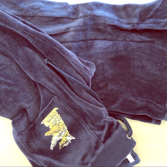 Blue Juicy Couture Bootcut Velvet Track Pants - Picture 1 of 4